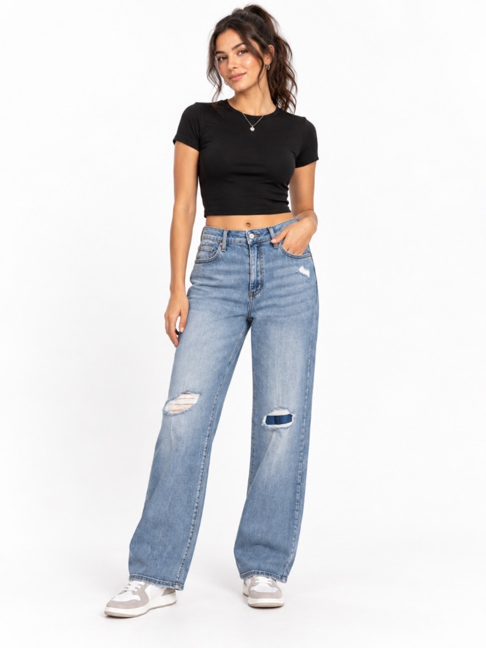 Judy Blue Light Blue Distressed Denim Streetwear 90’s Straight Leg Jeans Size 32
